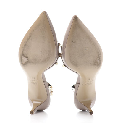 Valentino Garavani Pebbled Calfskin Rockstud Half D'Orsay Slingback 50mm Pumps 36 Poudre 5 of 10