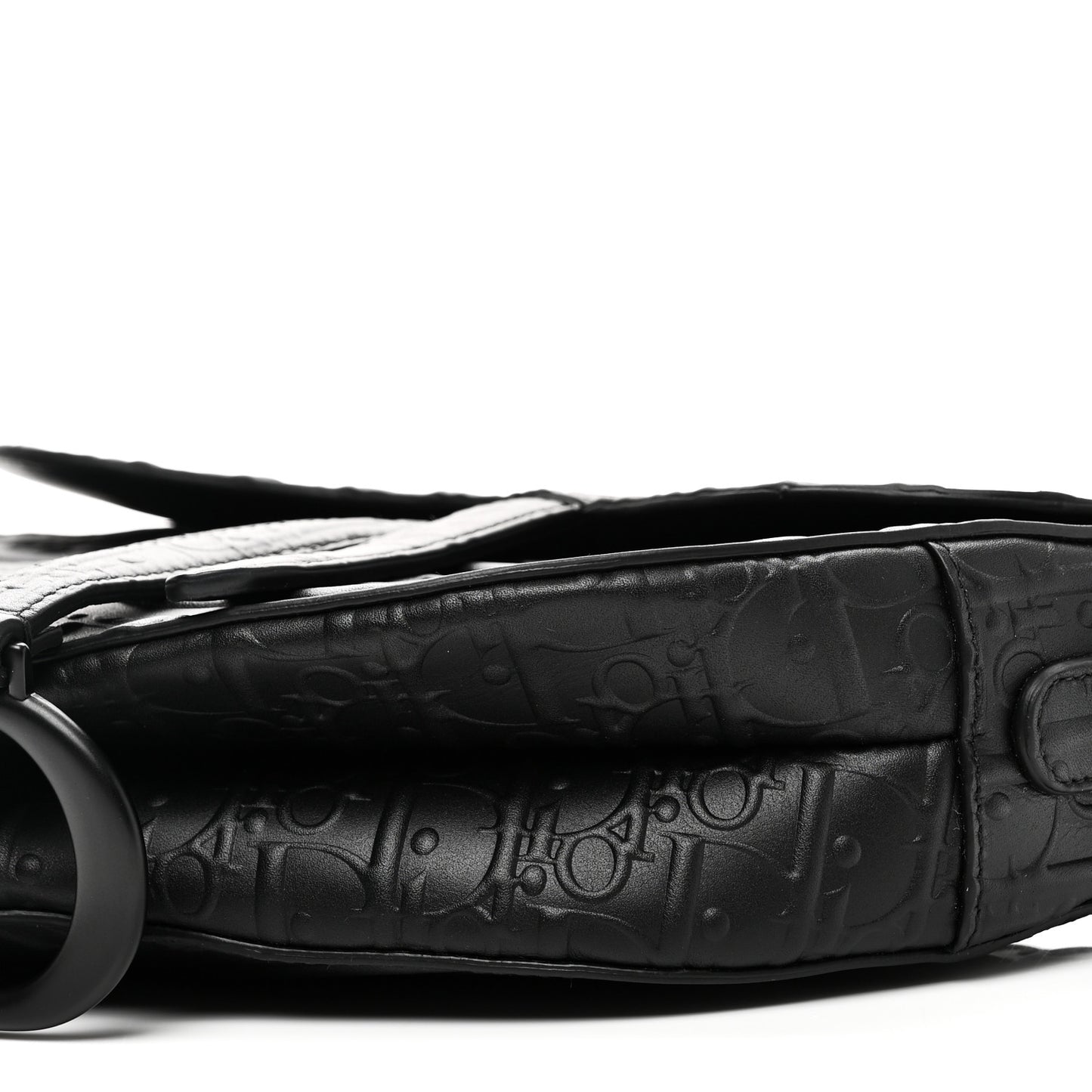 Calfskin Embossed Oblique Saddle Bag Black