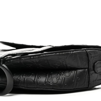 Christian Dior Calfskin Embossed Oblique Saddle Bag Black 10 of 10