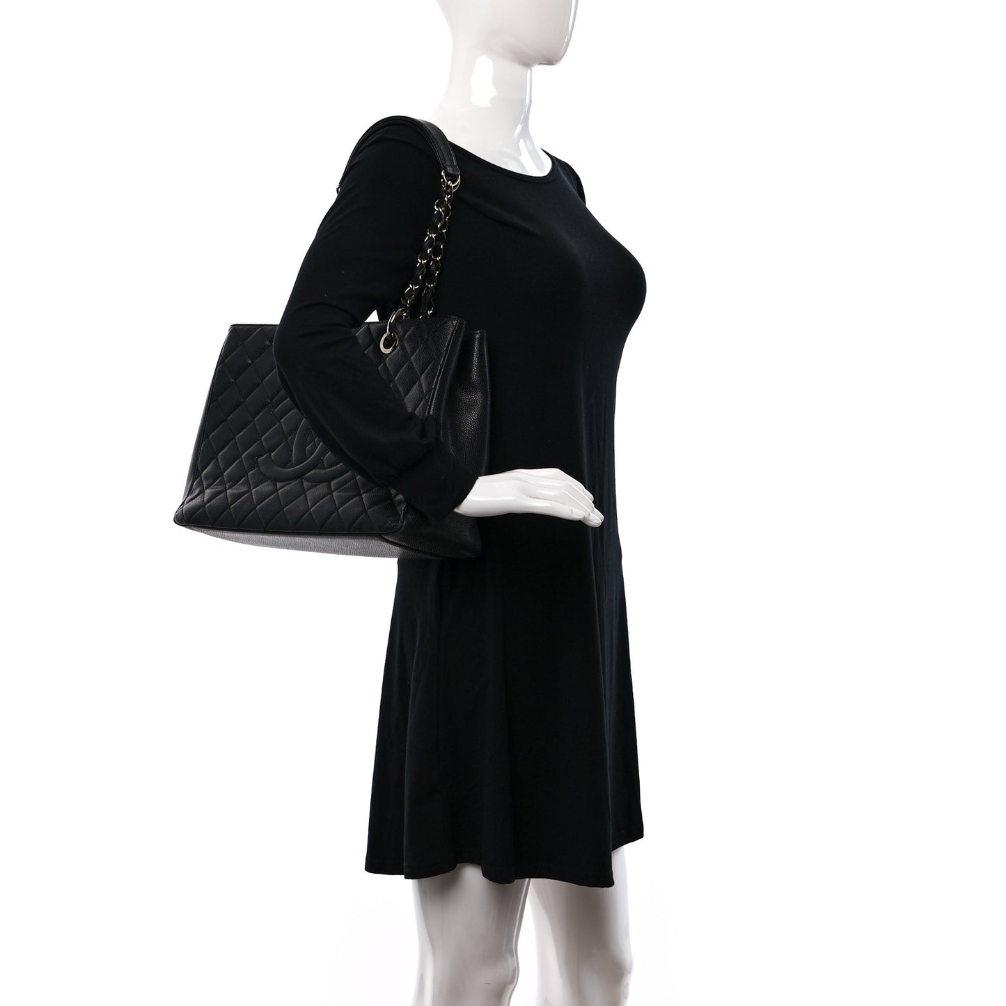 Caviar Quilted Grand Shopping Tote GST Black