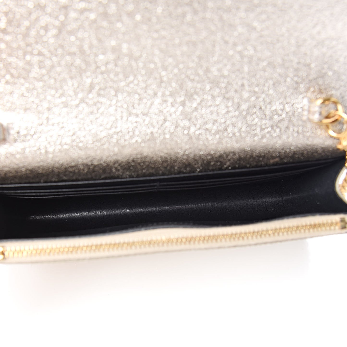 Metallic Calfskin Classic Monogram Kate Tassel Chain Wallet Platine