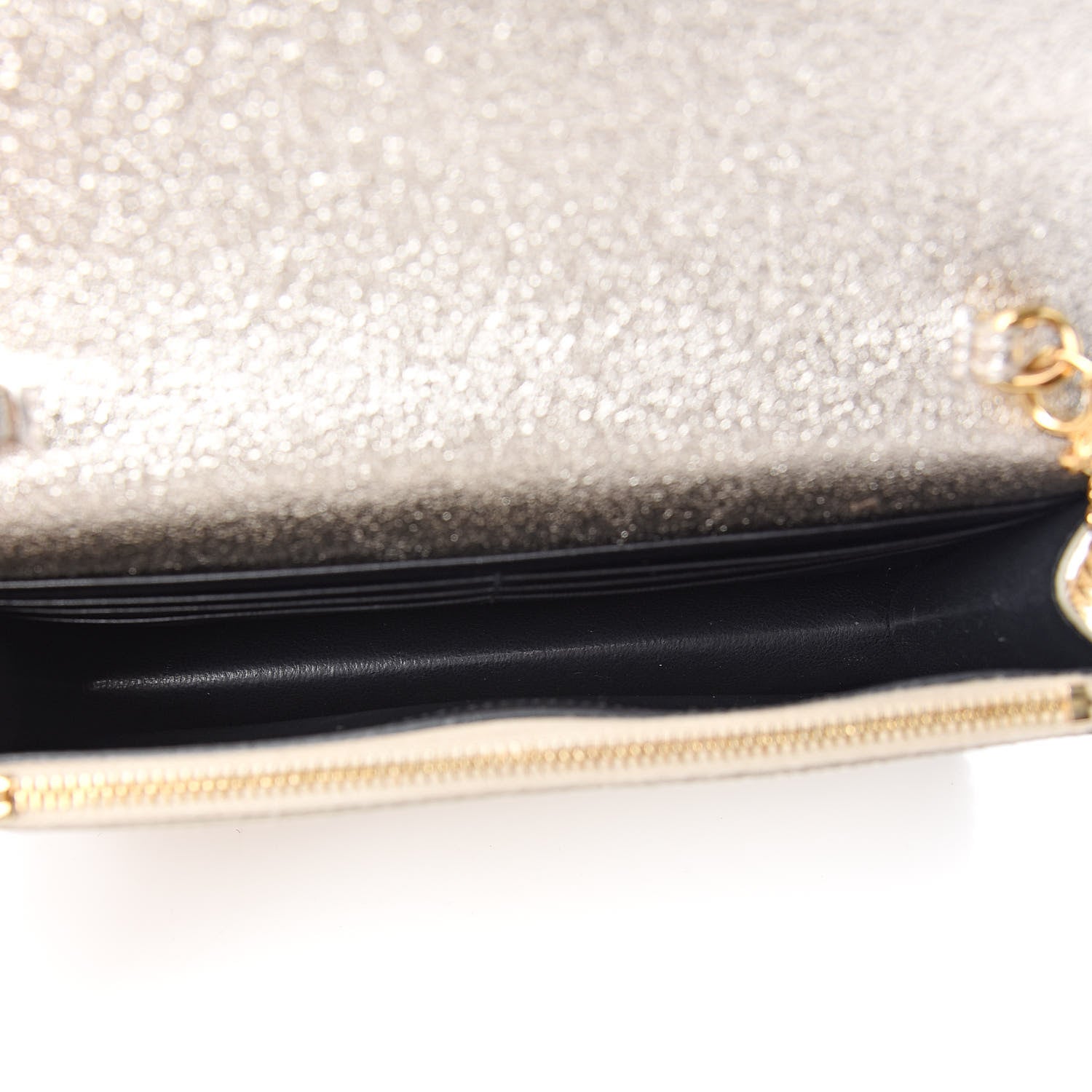 Saint Laurent Metallic Calfskin Classic Monogram Kate Tassel Chain Wallet Platine 5 of 12