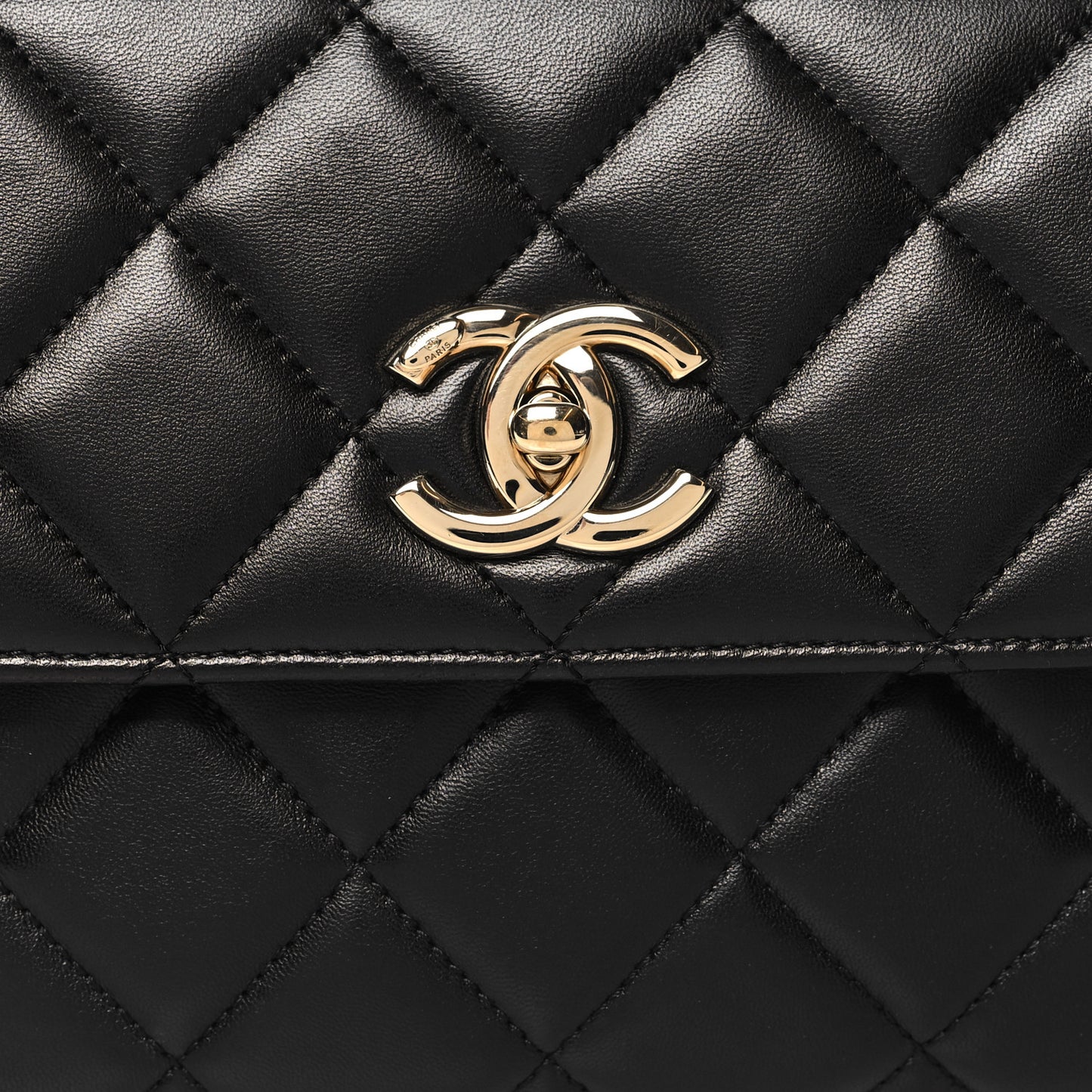 Lambskin Quilted Small Trendy CC Dual Handle Flap Bag Black