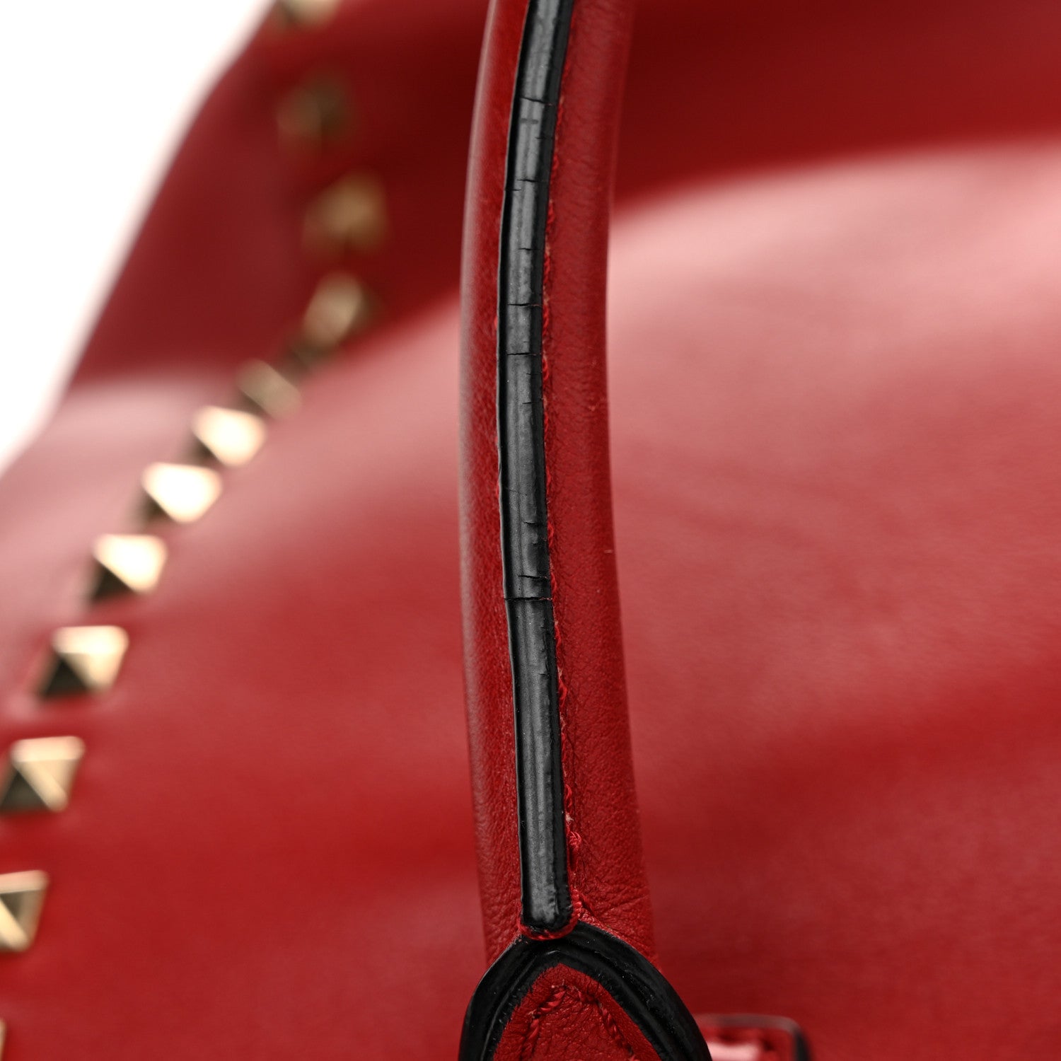 Valentino Garavani Vitello Rockstud Double Handle Tote Red 11 of 13