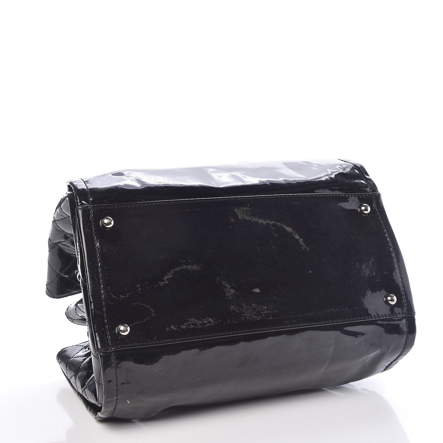 Patent Quilted CC Shoulder Bag Black