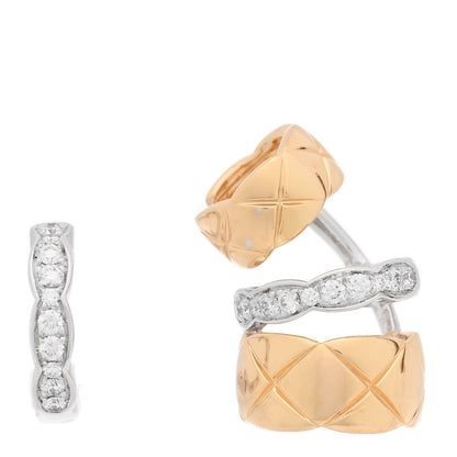 Chanel 18K Yellow White Gold Diamond Coco Crush Earrings 1 of 4