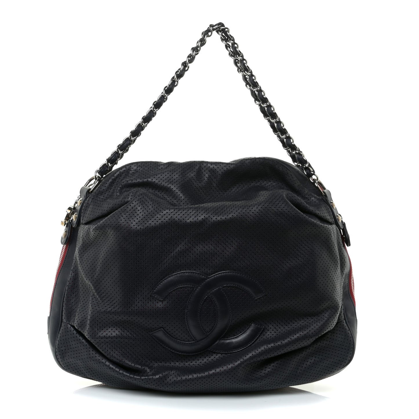 Lambskin Perforated Baseball Spirit Ligne Bag Navy