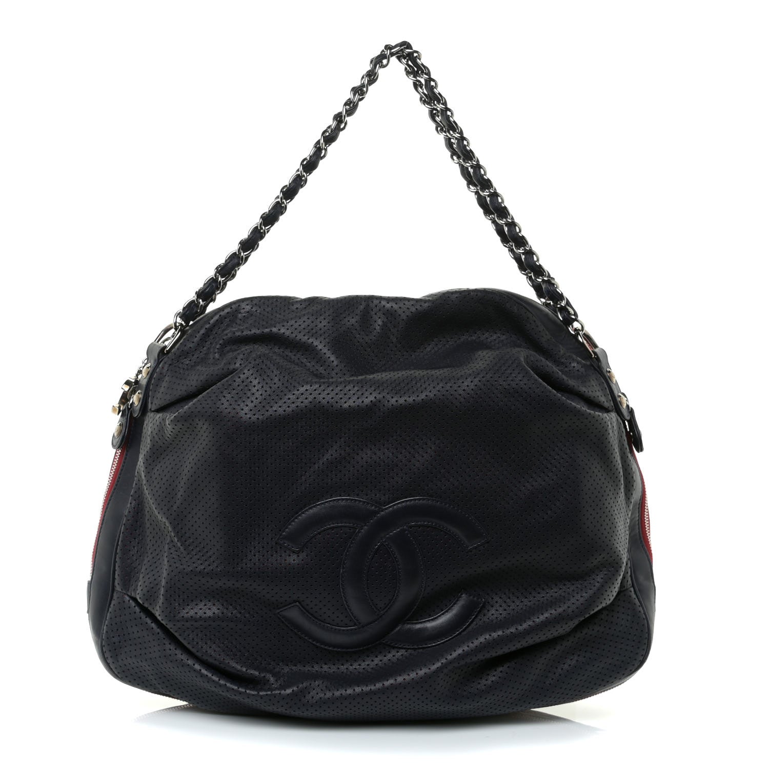 Chanel Lambskin Perforated Baseball Spirit Ligne Bag Navy 1 of 9