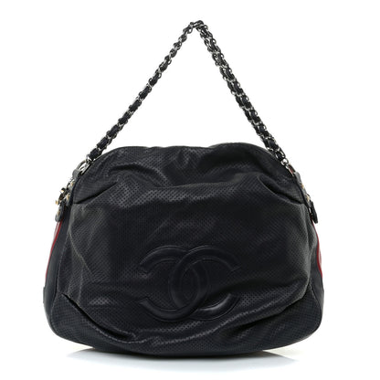 Chanel Lambskin Perforated Baseball Spirit Ligne Bag Navy 1 of 9