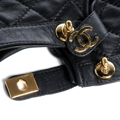 Chanel Lambskin Quilted Turnlock Gloves 6.5 Black 5 of 7