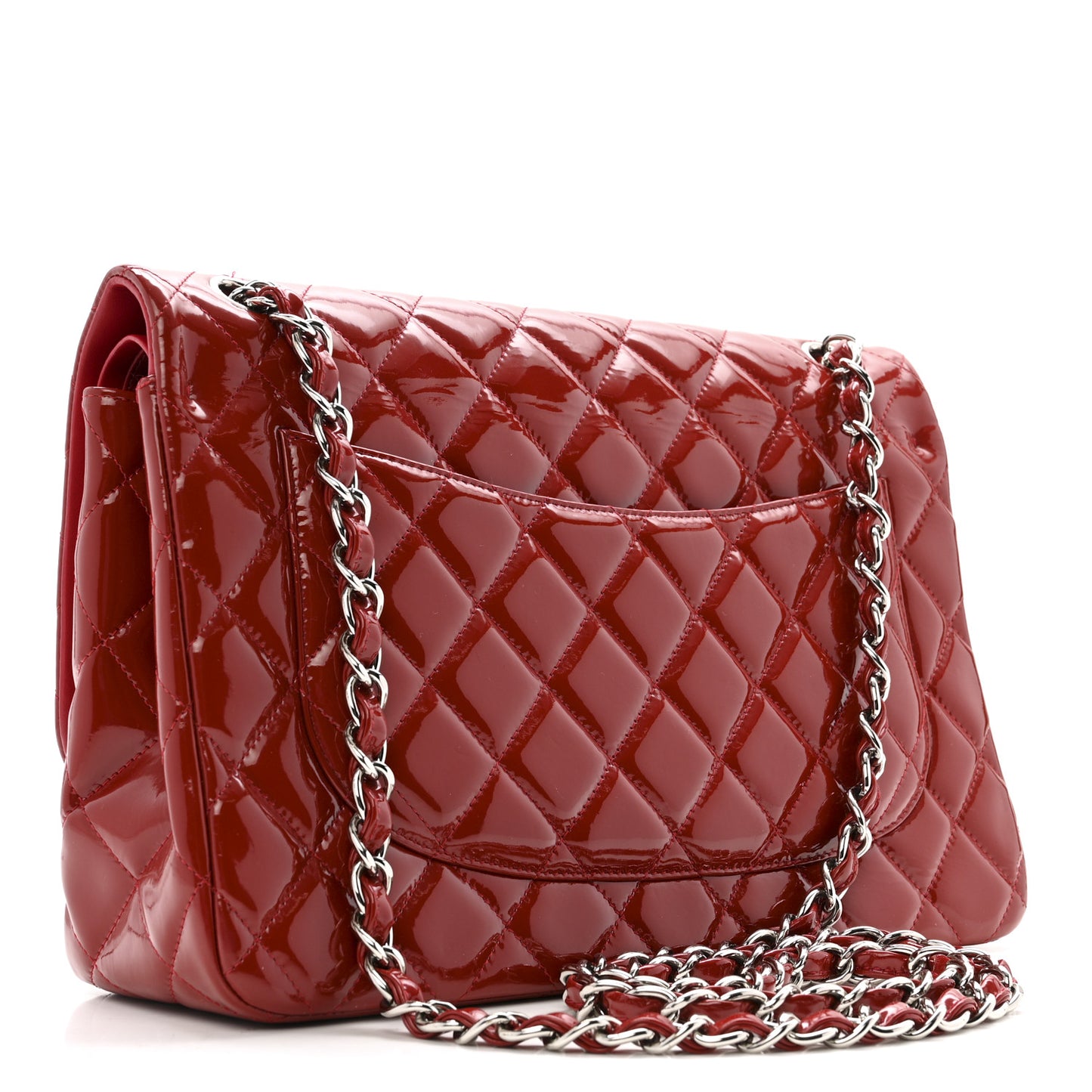 Patent Quilted Jumbo Double Flap Dark Red