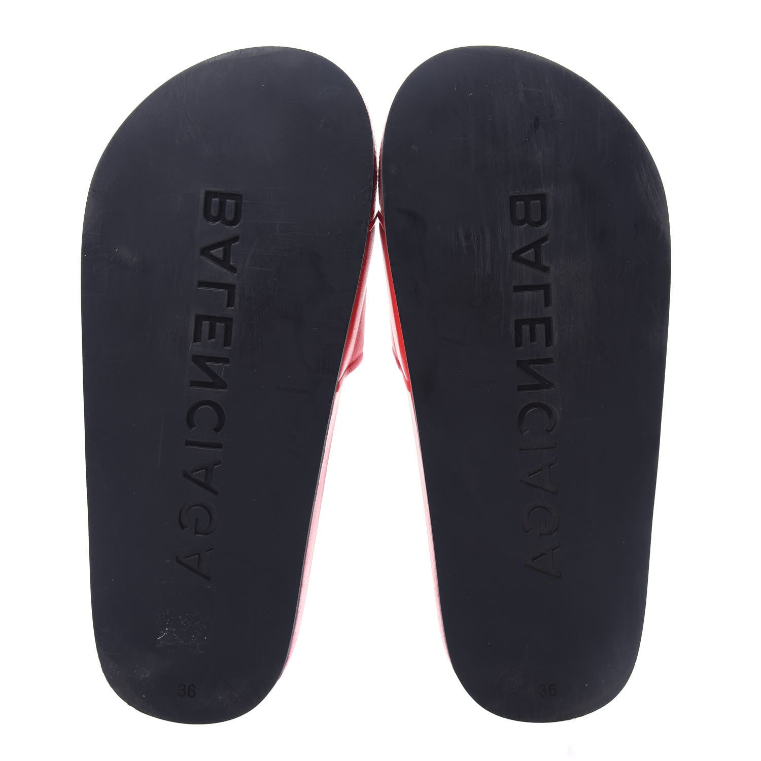 Balenciaga Nappa Political Campaign Logo Womens Pool Slide Sandals 37 Red 6 of 9