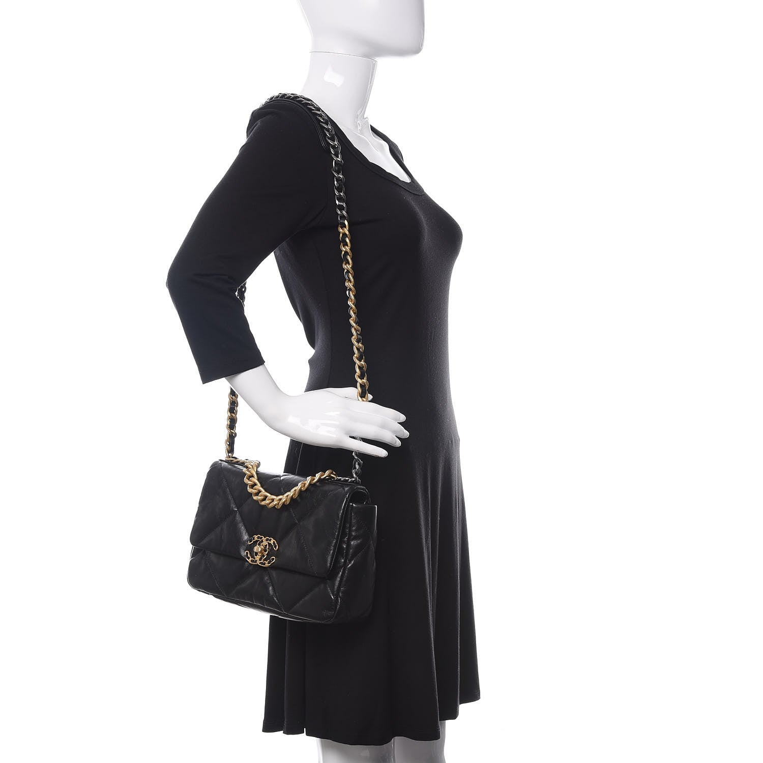 Chanel Lambskin Quilted Medium 19 Flap Black 2 of 11