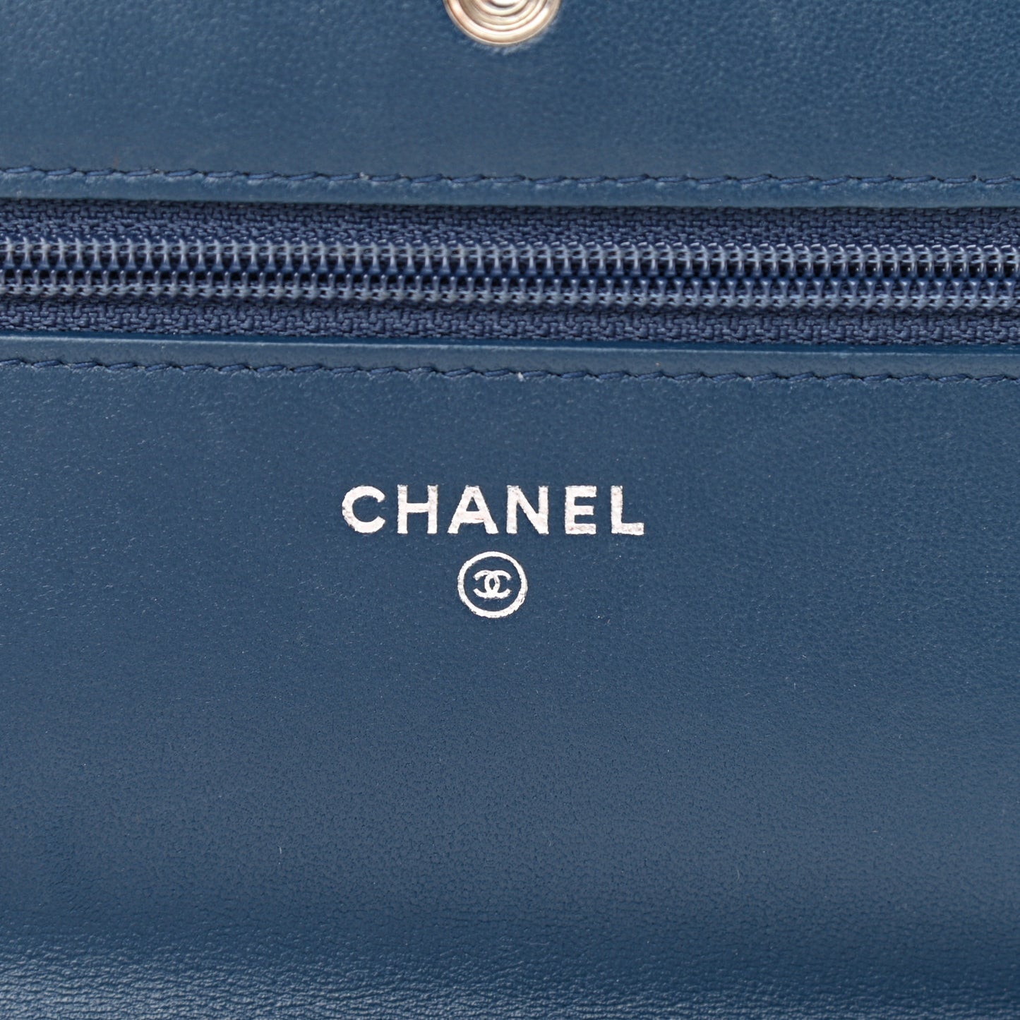 Lambskin Quilted Wallet On Chain WOC Blue