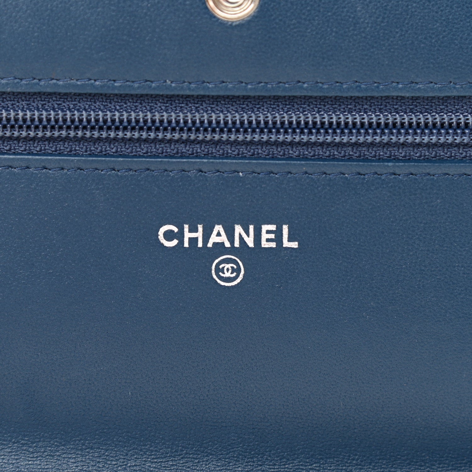 Chanel Lambskin Quilted Wallet On Chain WOC Blue 5 of 15