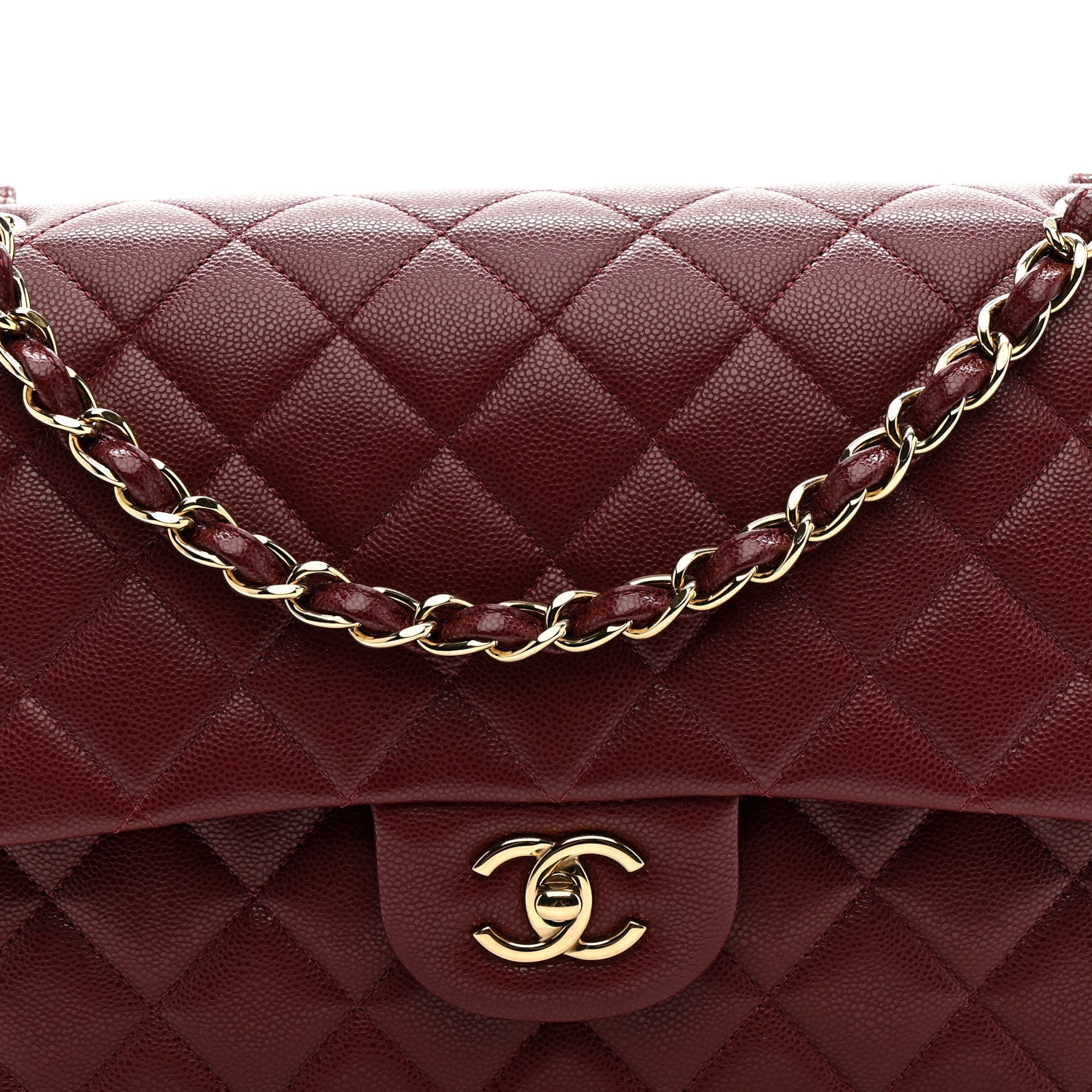 Chanel Caviar Quilted Jumbo Double Flap Burgundy 15 of 25