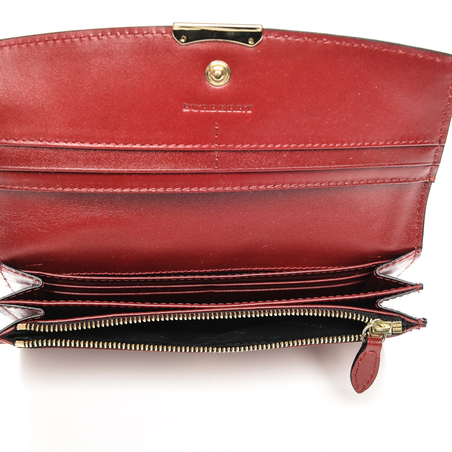 Burberry Signature Grain Calfskin Check Embossed Continental Wallet Red 5 of 7
