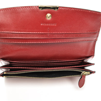 Burberry Signature Grain Calfskin Check Embossed Continental Wallet Red 5 of 7