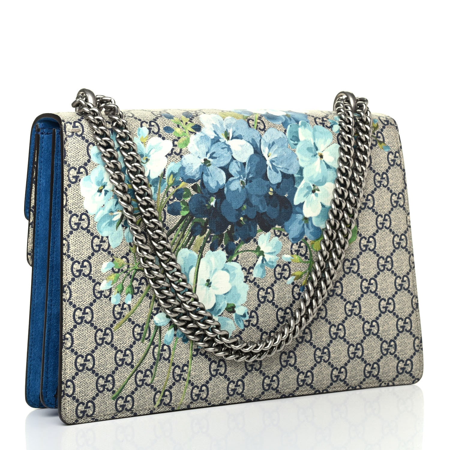 Gucci GG Supreme Monogram Blooms Medium Dionysus Shoulder Bag Beige Navy Vintage Blue 2 of 4