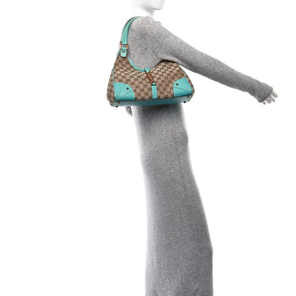 Gucci Monogram Calfskin Large Bardot Shoulder Bag Turquoise 2 of 11