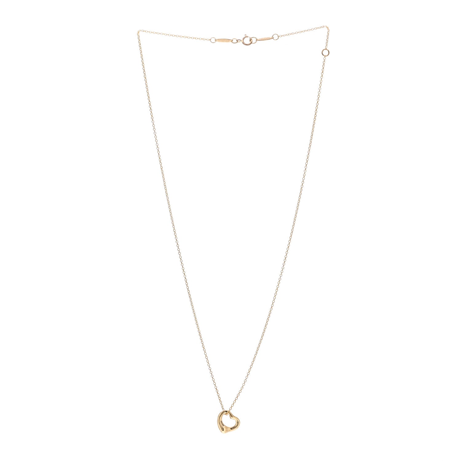 Tiffany 18K Yellow Gold 11mm Elsa Peretti Open Heart Pendant Necklace 3 of 6