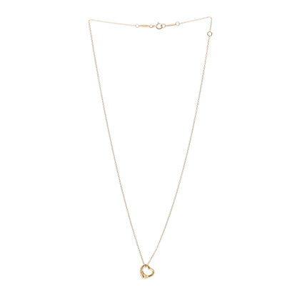Tiffany 18K Yellow Gold 11mm Elsa Peretti Open Heart Pendant Necklace 3 of 6
