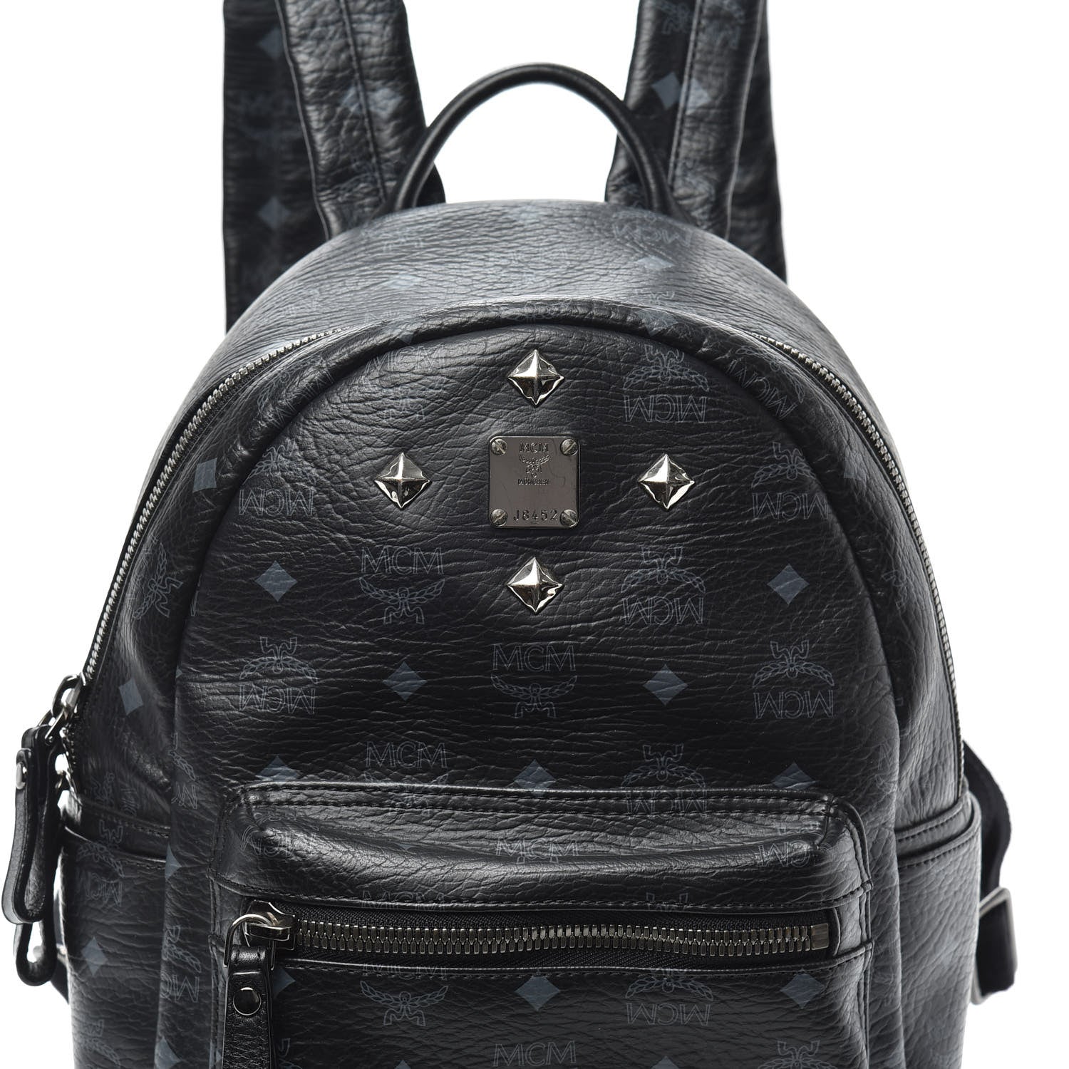 MCM Visetos Studded Small Dual Stark Backpack Black 7 of 9