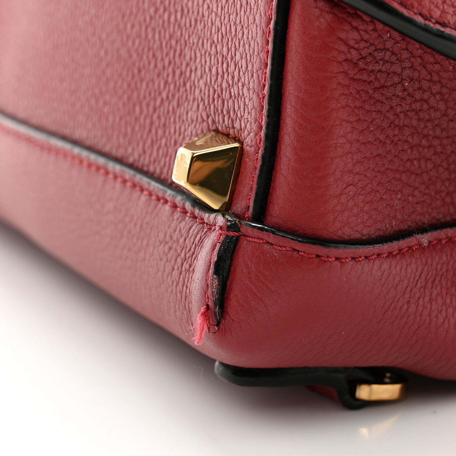 MCM Grained Calfskin Milla Convertible Backpack Scooter Red 9 of 11