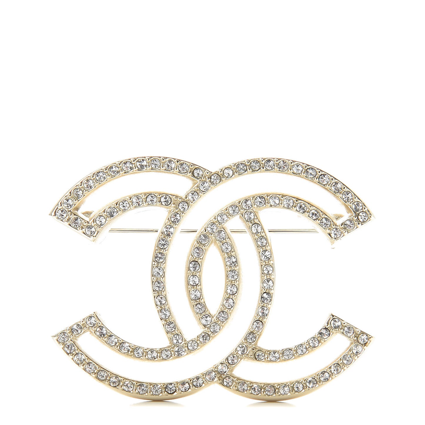 Crystal CC Brooch Gold