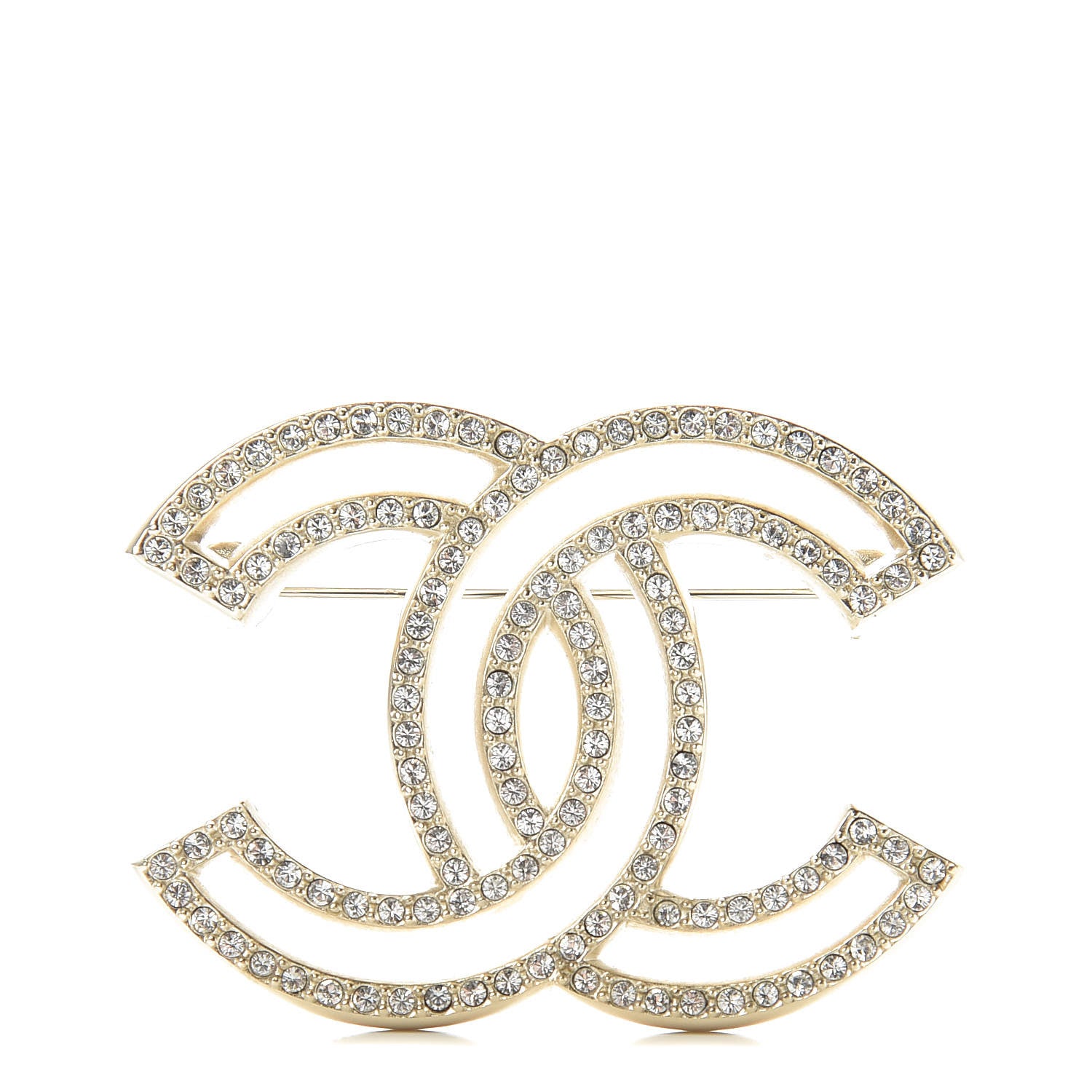 Chanel Crystal CC Brooch Gold 1 of 5