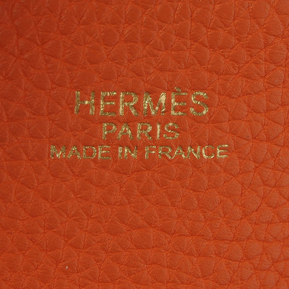 Hermes Taurillon Clemence Double Sens 45 Reversible Tote Orange Gris Perle 10 of 15