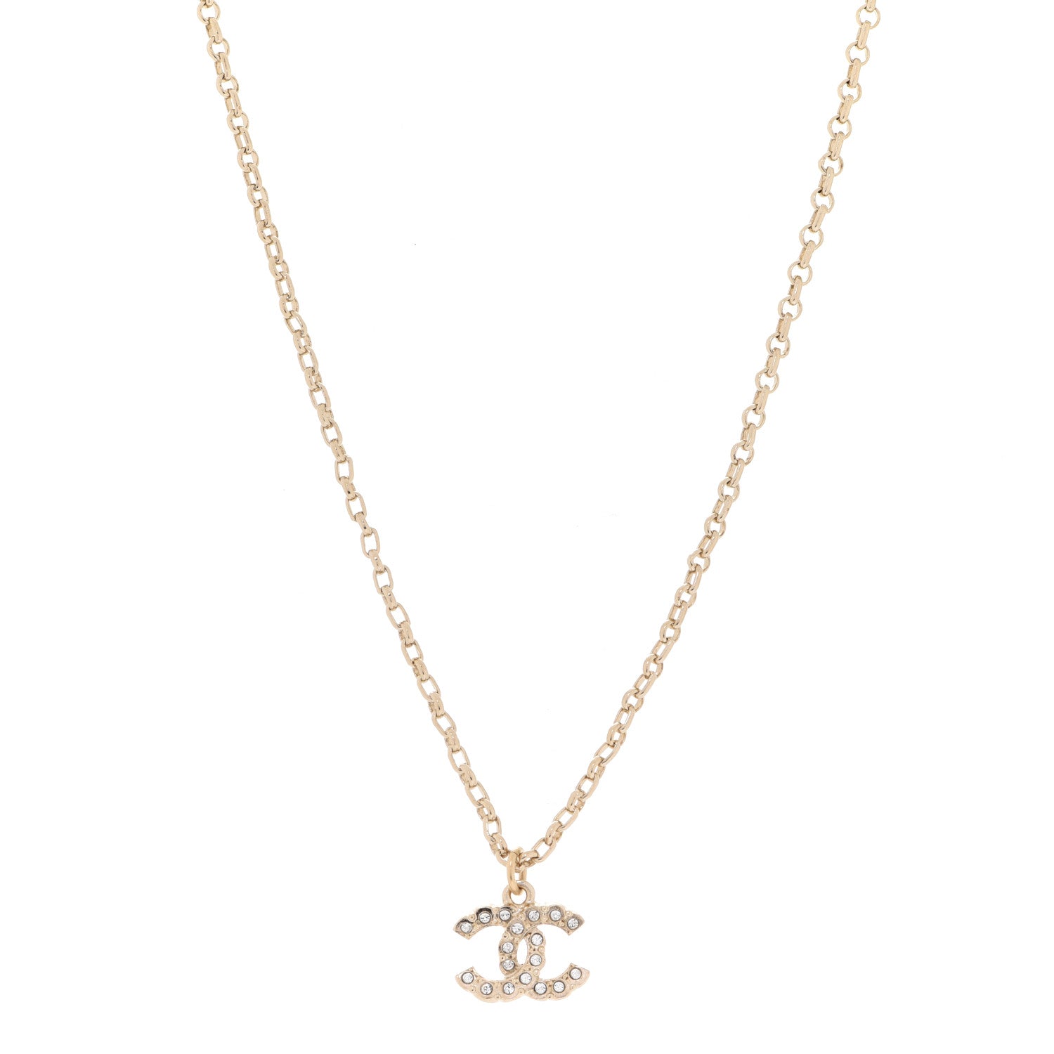 Chanel Pearl Crystal CC Pendant Necklace Gold 1 of 6