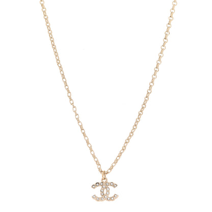 Chanel Pearl Crystal CC Pendant Necklace Gold 1 of 6
