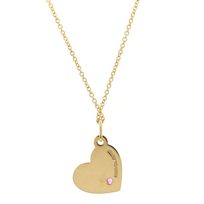 Tiffany 18K Yellow Gold Pink Sapphire Mini Heart Pendant Necklace 4 of 6