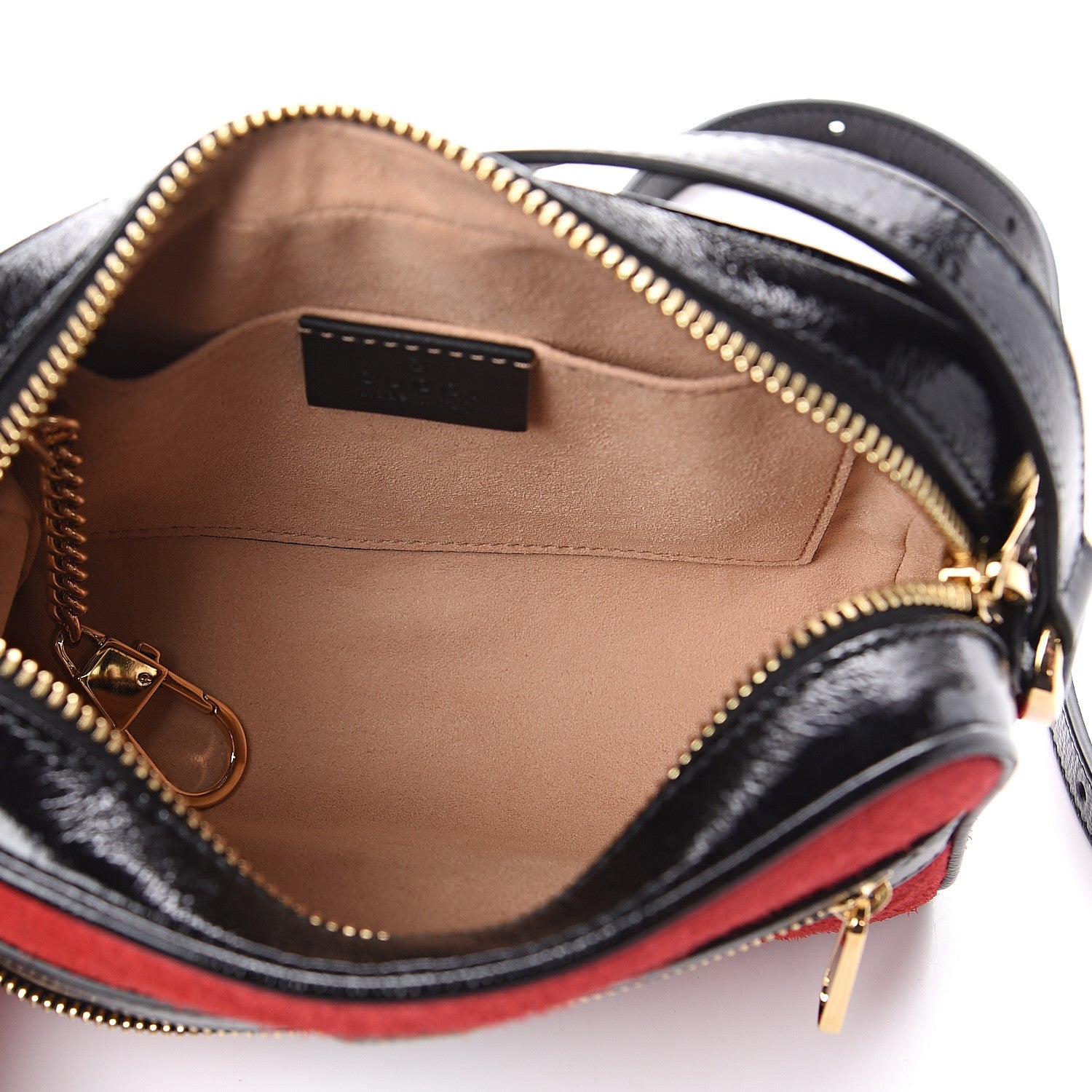 Gucci Suede Patent Web Mini Ophidia Shoulder Bag Red 4 of 8