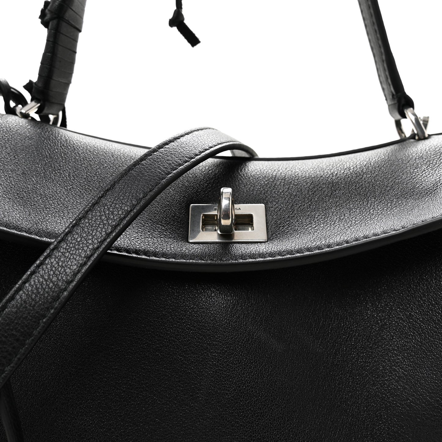 Natural Smooth Madeline Calfskin Fringes Small Rodeo Top Handle Handbag Black