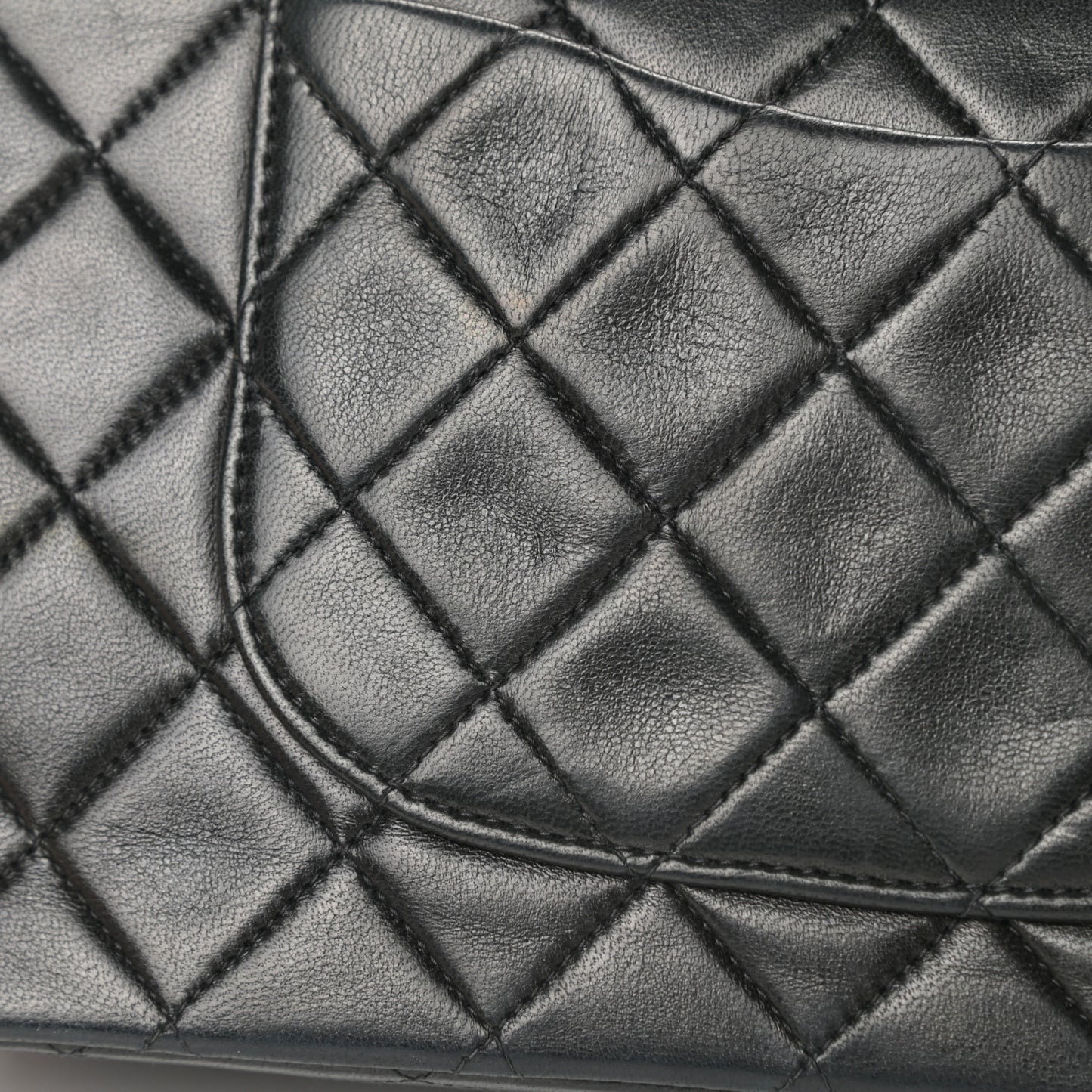 Lambskin Quilted Medium Double Flap Black