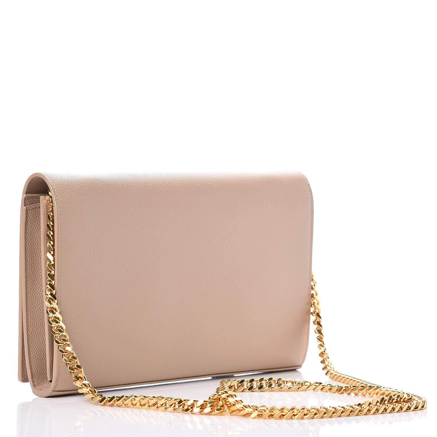 Saint Laurent Grain De Poudre Monogram Chain Wallet Dark Beige 3 of 8