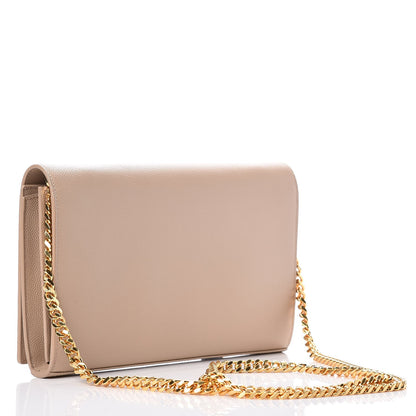 Saint Laurent Grain De Poudre Monogram Chain Wallet Dark Beige 3 of 8