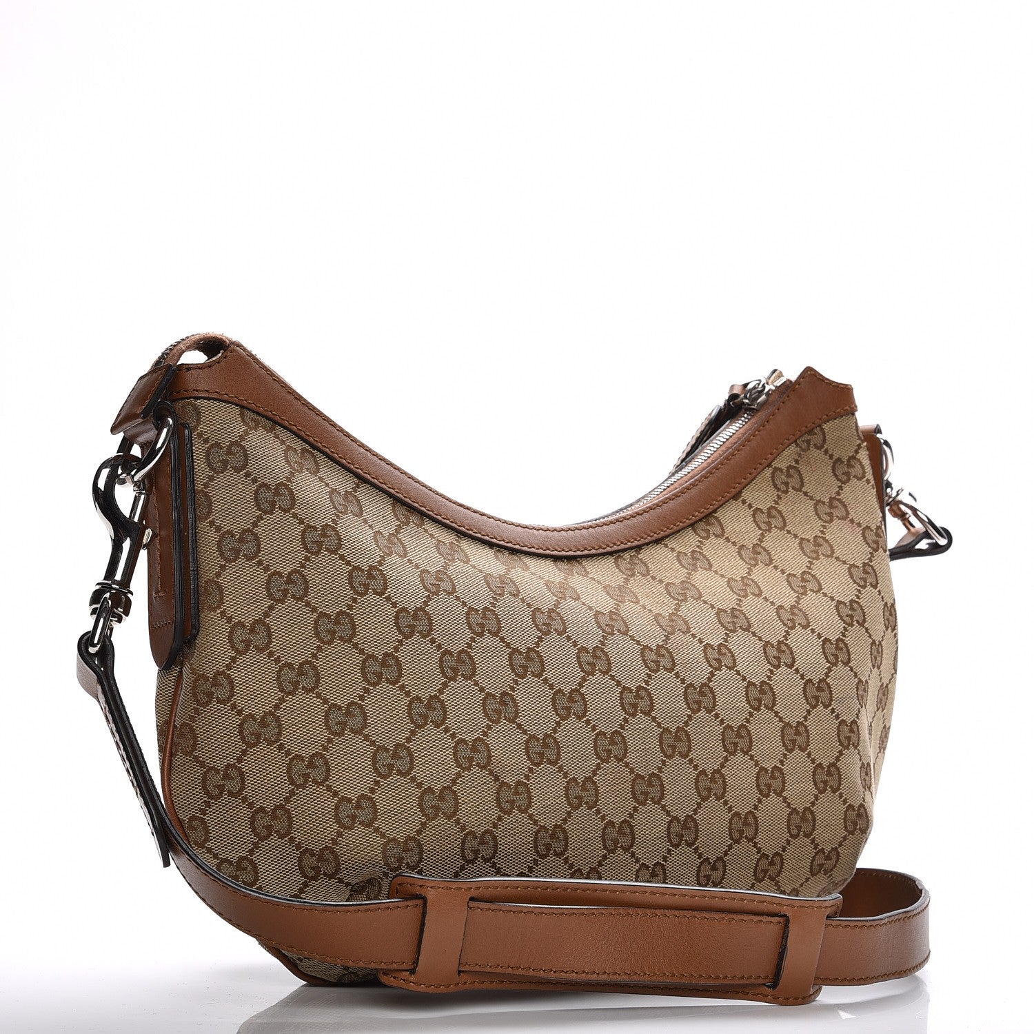 Gucci Monogram Medium Half Moon Hobo Brown 3 of 12