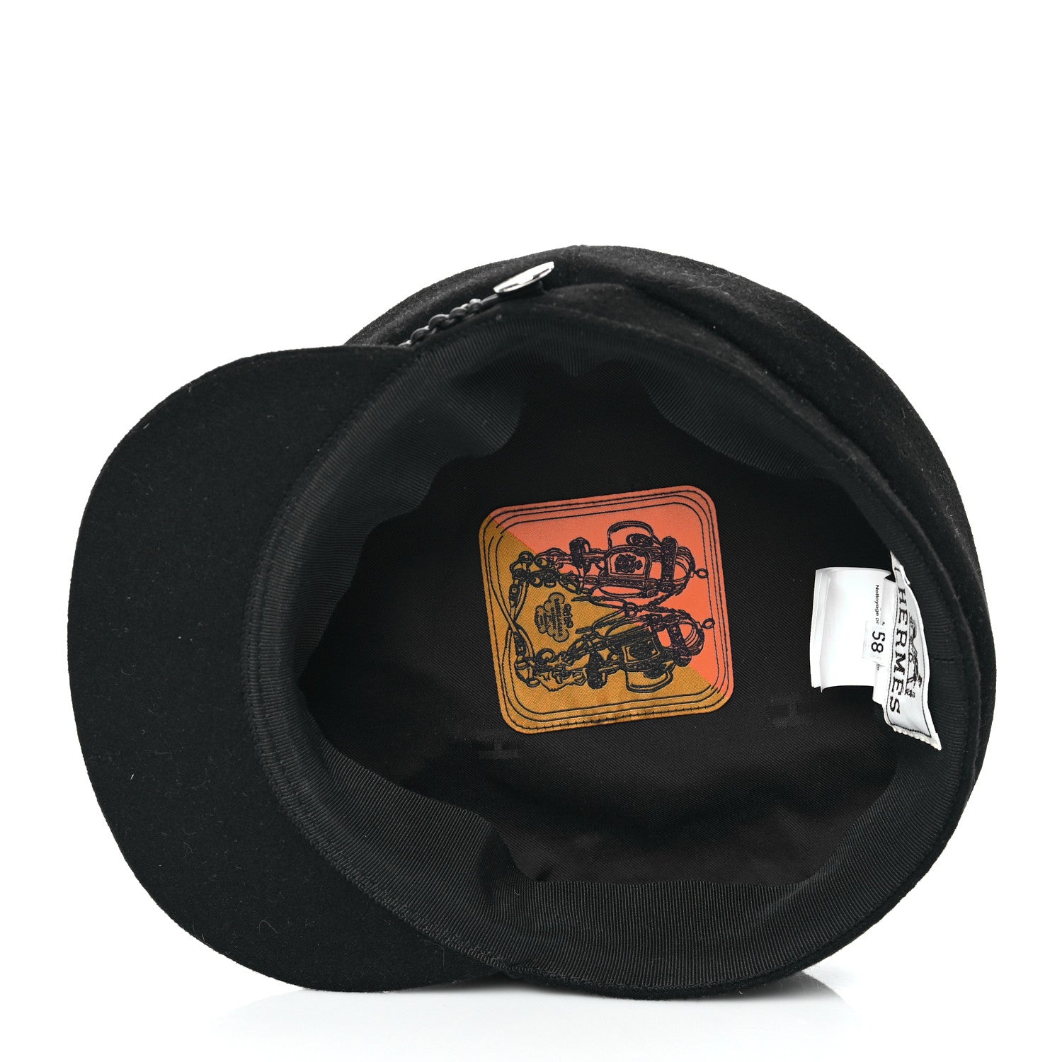 Hermes Cashmere Swift Womens Deauville Cap 58 Black 6 of 7