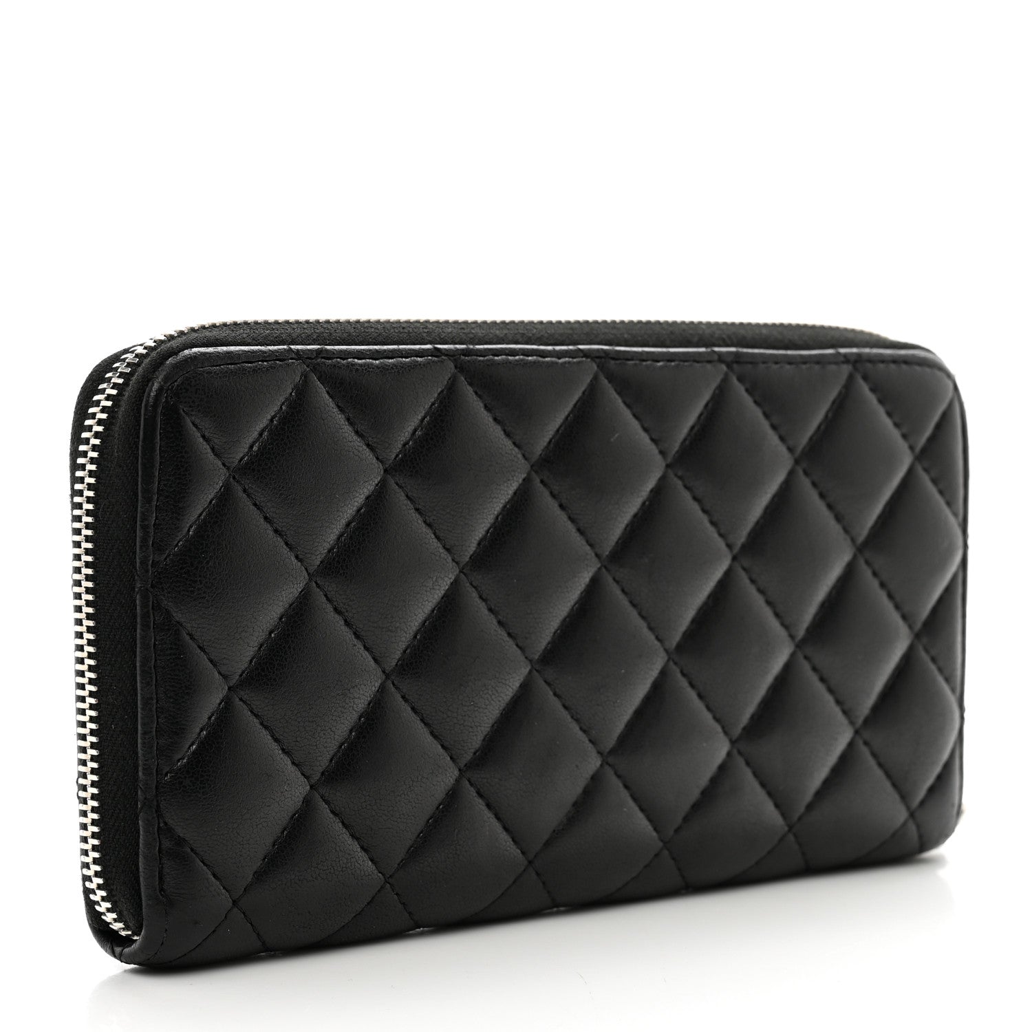 Chanel Lambskin Quilted Large Gusset Zip Around Wallet Black 3 of 8
