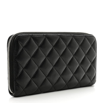 Chanel Lambskin Quilted Large Gusset Zip Around Wallet Black 3 of 8