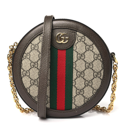 Gucci GG Supreme Monogram Web Mini Ophidia Round Shoulder Bag Brown 1 of 10