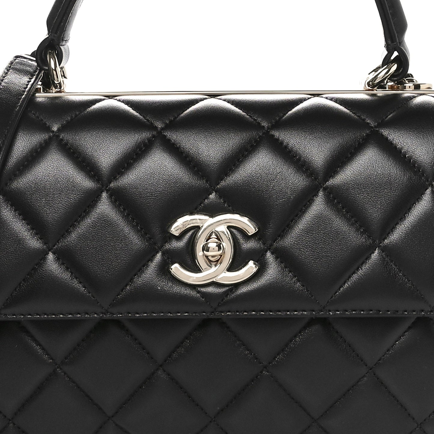 Lambskin Quilted Small Trendy CC Dual Handle Flap Bag Black