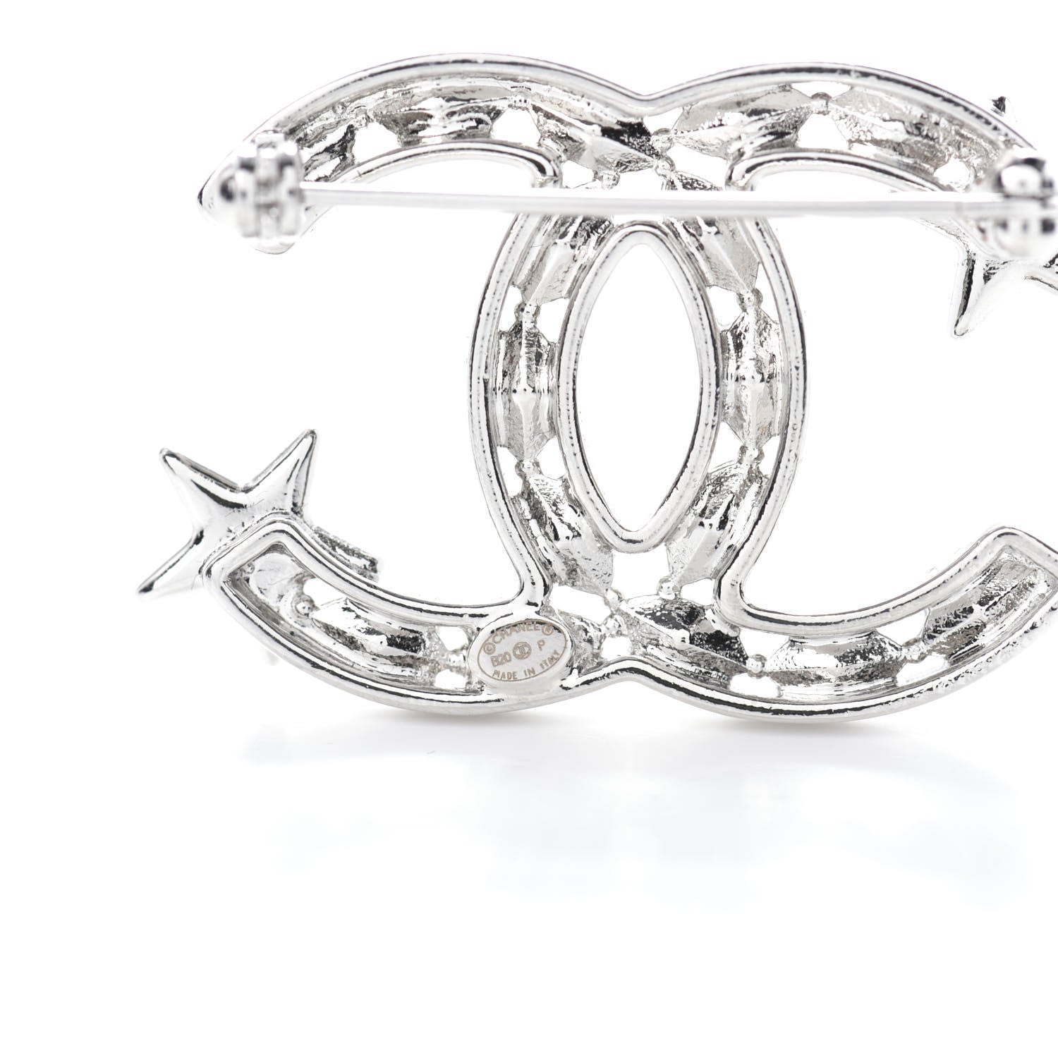 Chanel Crystal Starfall CC Brooch Silver 4 of 4
