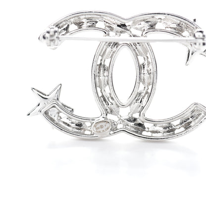 Chanel Crystal Starfall CC Brooch Silver 4 of 4