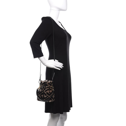 Fendi Shearling F is Macro FF 1974 Diagonal Mini Mon Tresor Bucket Bag Dove Black 2 of 11