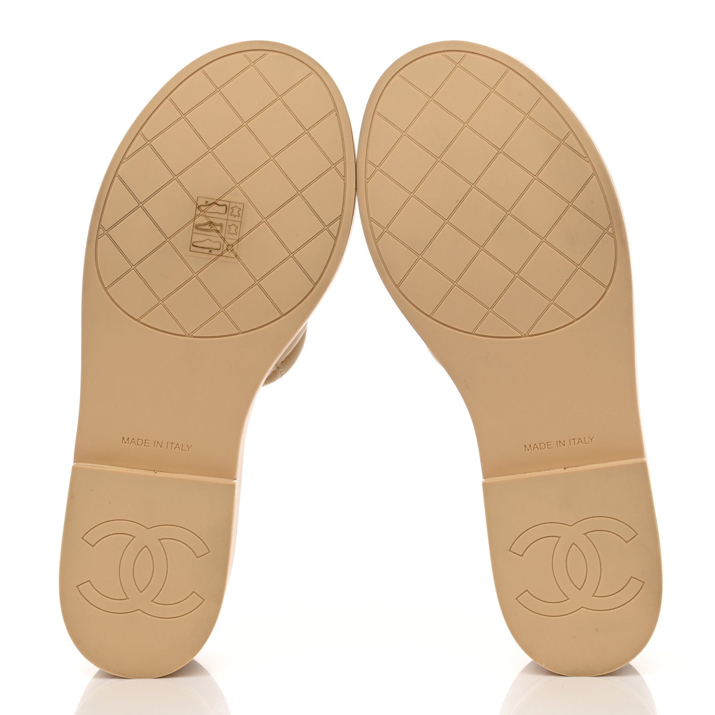 Lambskin Quilted CC Slip On Platform Sandals 38 Beige