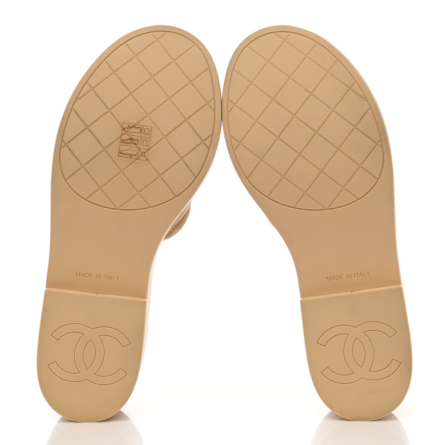 Chanel Lambskin Quilted CC Slip On Platform Sandals 38 Beige 5 of 9